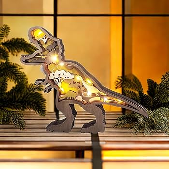 Amazon.co.jp: AUTMORAN 3D木製恐竜彫刻:ティラノサウルス